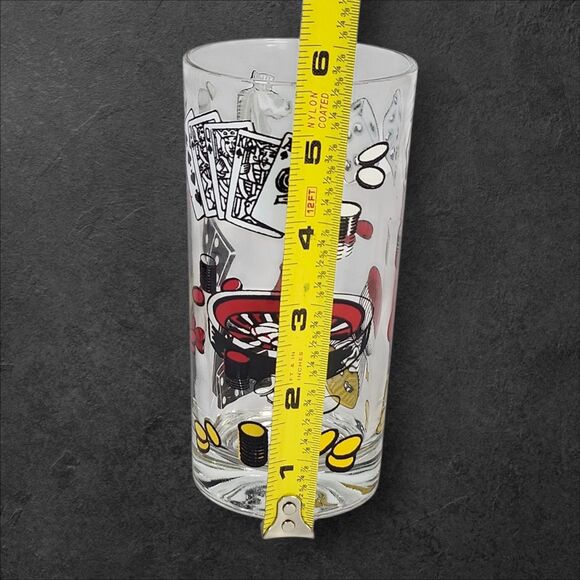 Vintage Hazel Atlas Rumpus Room Casino Glasses Set of 2 Poker Dice Cards Barware - Picture 7 of 8